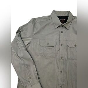 Swiss Tech Men’s Gray Microcheck Button-Up Shirt Large Field Utility